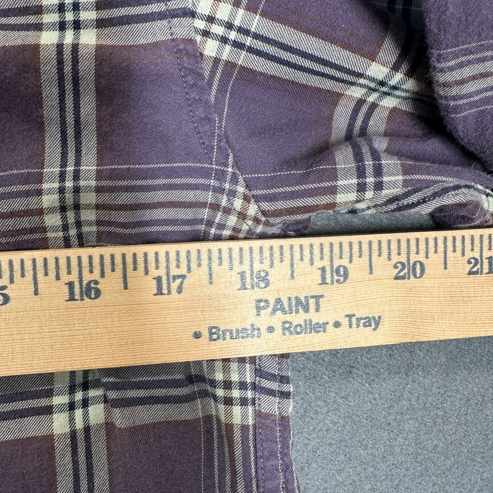 Eddie Bauer Flannel Shirt Womens XS Purple Plaid Long Sleeve Button-Up Vintage - Picture 9 of 10